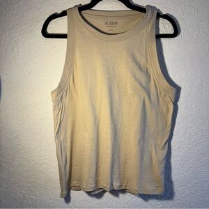 J.Crew Women's Large Organic Slub Cotton Scoop Neck Tank Top Light Khaki